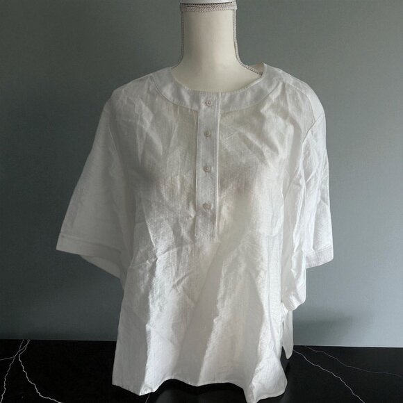 EMPORIO ARMANI White Lightweight Short Sleeve Blouse Size Italian 48 - Picture 1 of 5